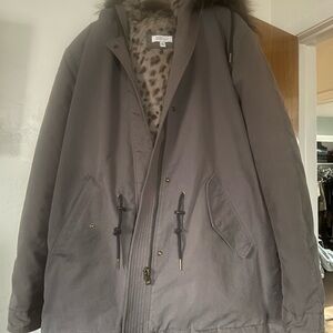 Barneys New York Real Rabbit Fur Lined Parka